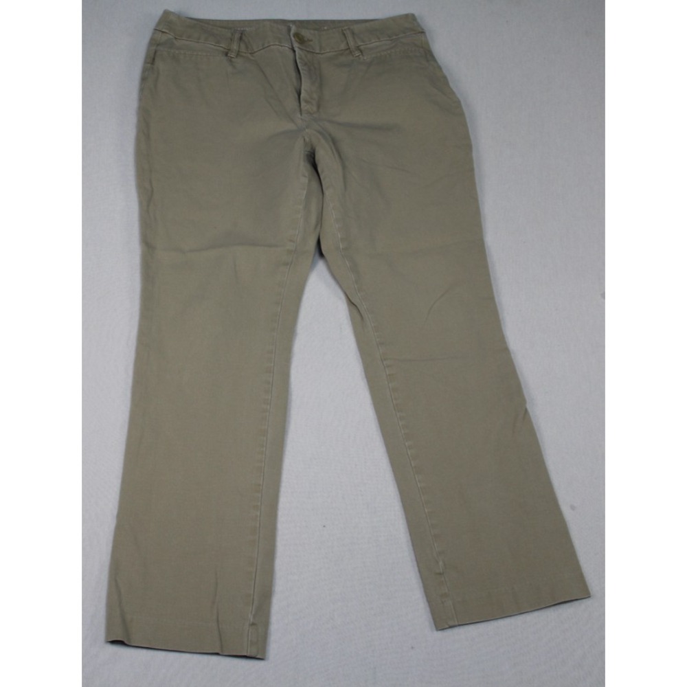 St. John Bay Beige Women Chino Pants Straight Leg Casual Canvas Size 14